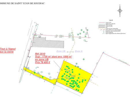 Vendre terrain Saint-Yzan-de-Soudiac 78 400  €