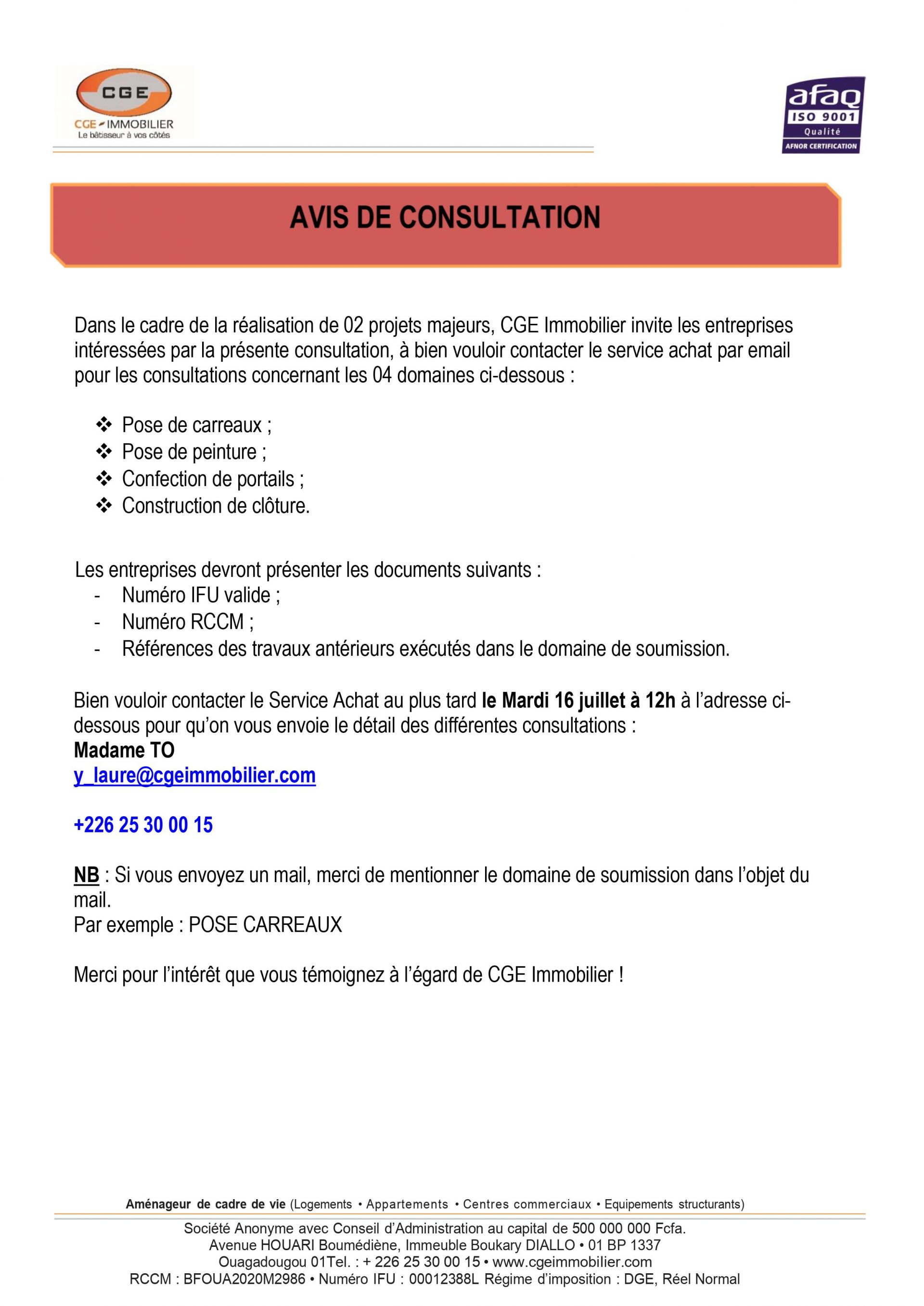 Appel d'offre