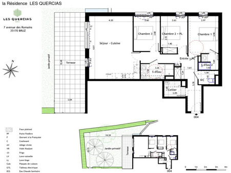 Appartement sur Bruz ; 419 000 €  ; Vente Réf. CBN9421a