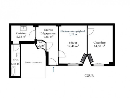 Appartement sur Paris 8eme Arrondissement ; 470 000 € ; Vente Réf. MON393