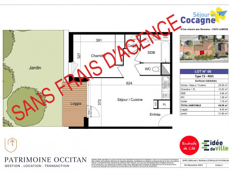 Appartement sur Labege ; 995 €  ; A louer Réf. 226G